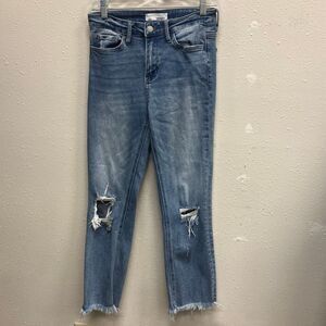 Vervet Medium Wash Faded Distressed Raw Hem Stretchy Jeans Size 26 #481